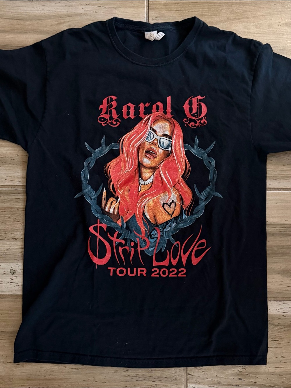 Karol G Black 'Strip Love Tour 2022' Graphic Tee